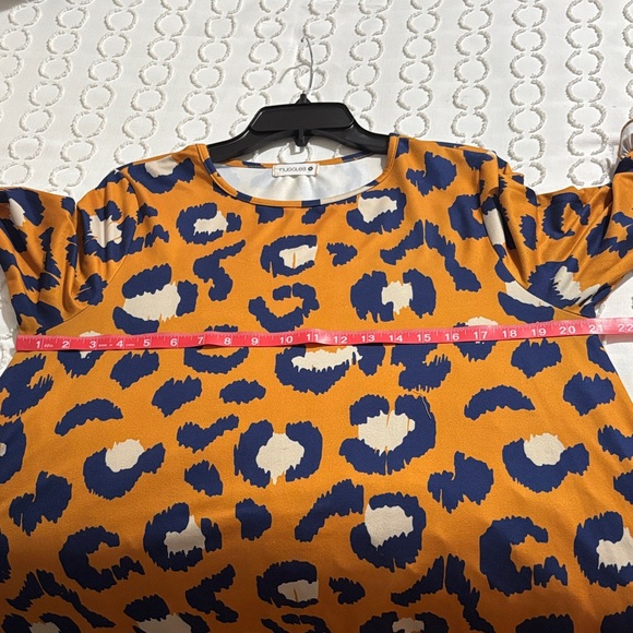 Leopard Print Tunic Top - Mustard and Navy - Picture 6 of 6